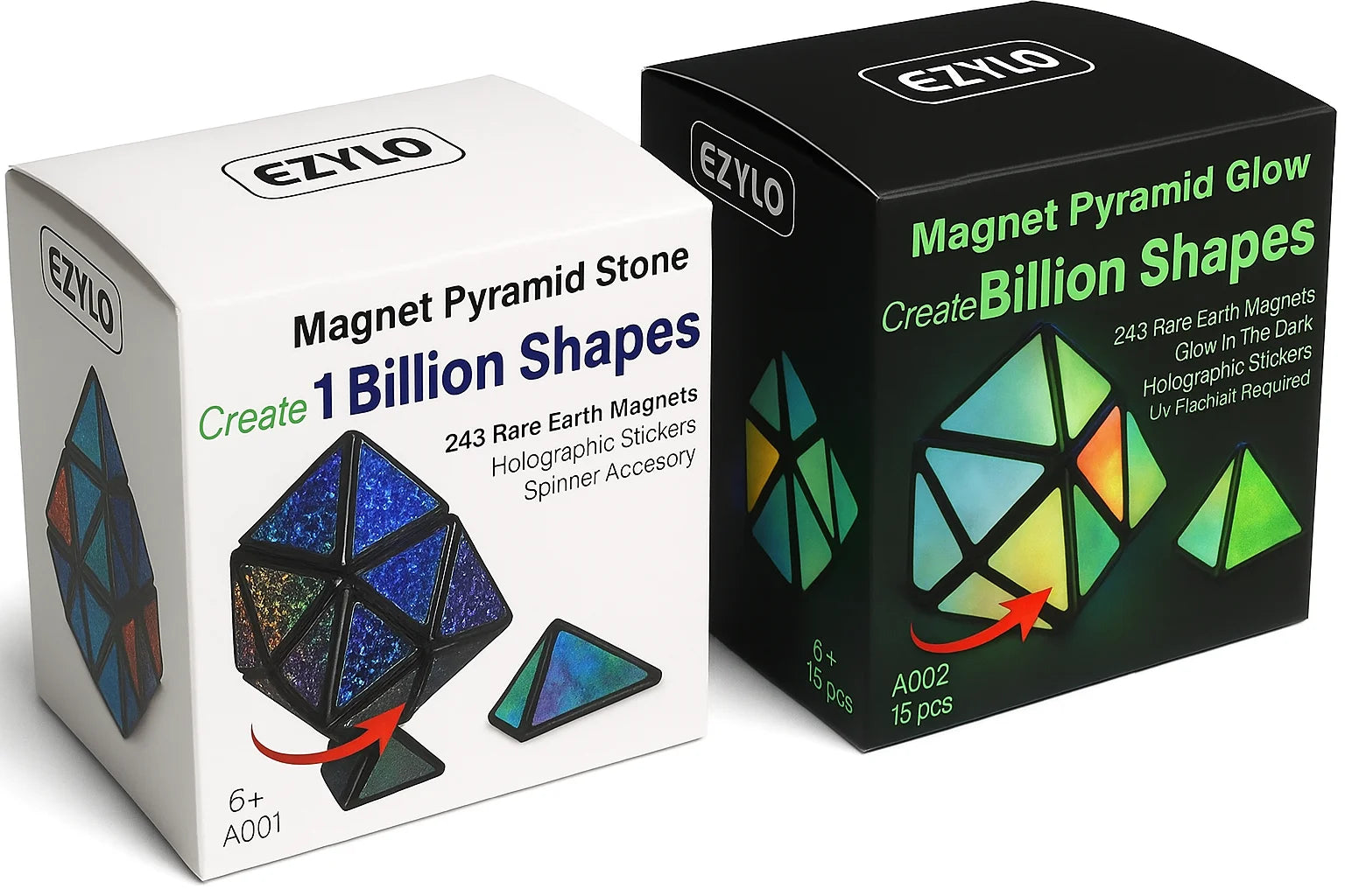 Magnet Pyramid Puzzle Toy – 243 Rare Earth Magnets with Spinner | 1 Cube Transforms into 1 Billion Shapes | STEAM Certified Shape-Shifting Fidget Toy for Kids & Adults