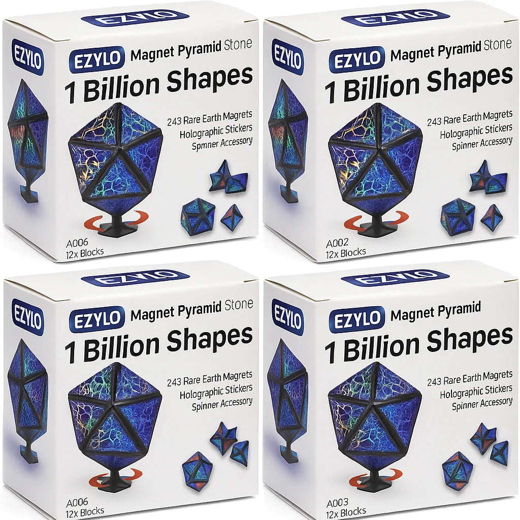 Magnet Pyramid Puzzle Toy – 243 Rare Earth Magnets with Spinner | 1 Cube Transforms into 1 Billion Shapes | STEAM Certified Shape-Shifting Fidget Toy for Kids & Adults