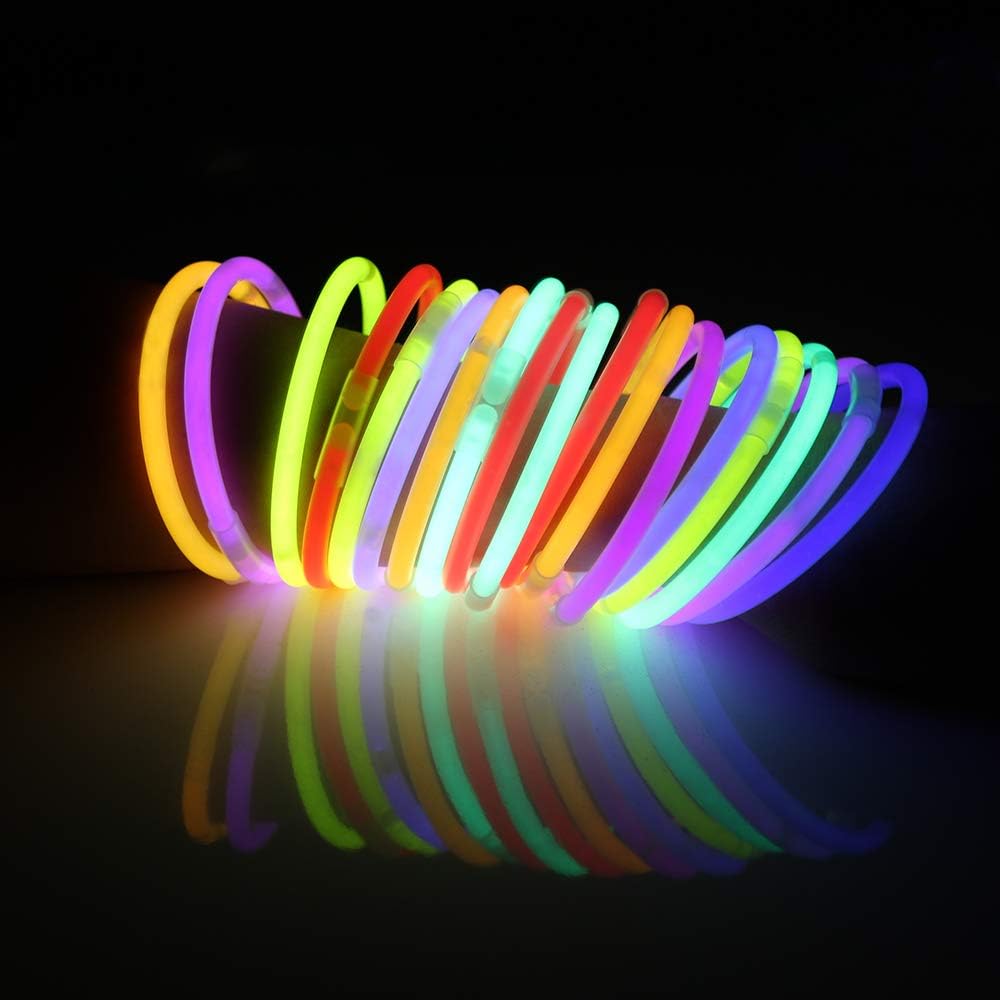 144 Pcs 8" Glowsticks, Bracelets Necklaces, Glow in the Dark Party Favors, Easter, Christmas, Halloween Supplies Pack, Football Party Supplies