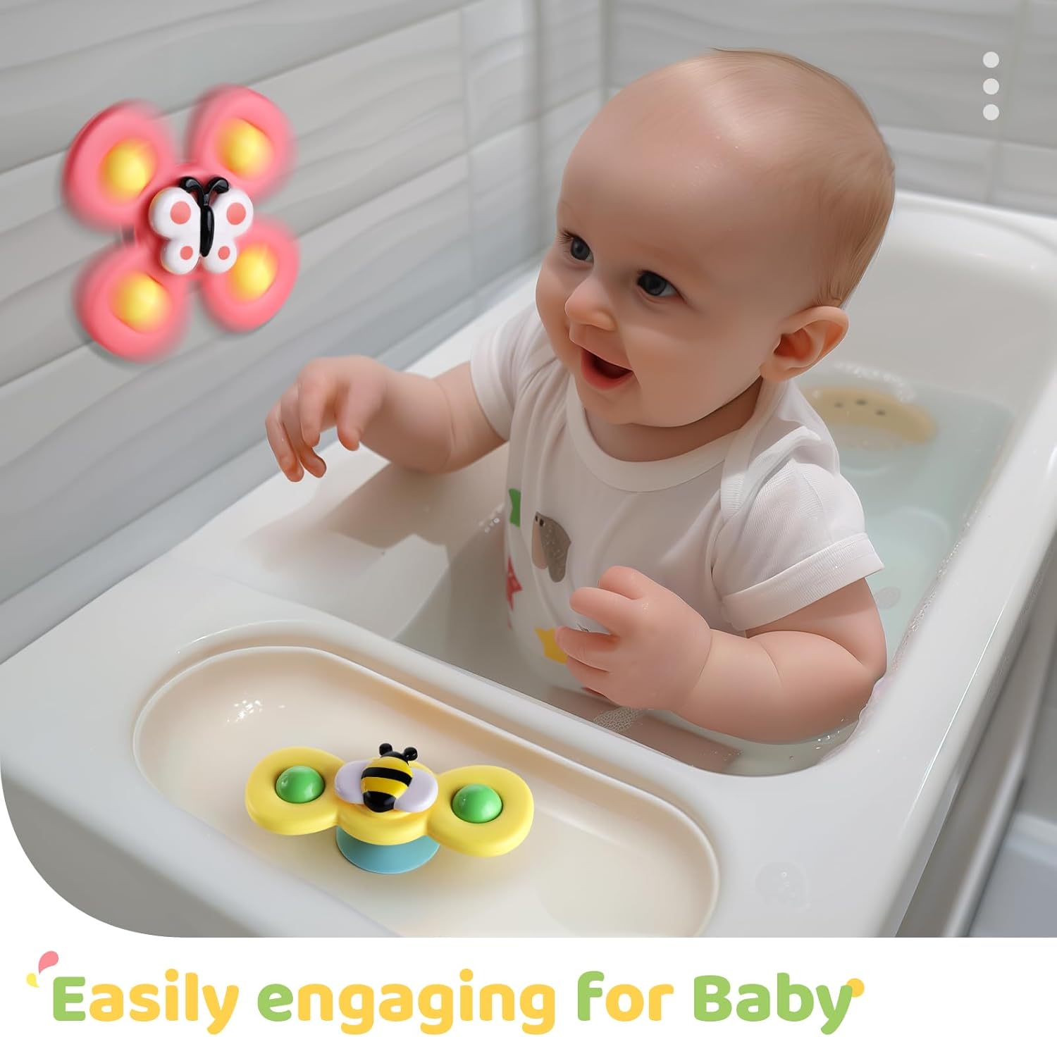 3PCS Suction Cup Rotating Toys for 1 Year Old Boy Girl | Rotating Top Baby Toys 12 18 Months|1 2 Year Old Boy Birthday Gift | Baby Bath Toy for Kids Ages 1-3 | Sensory Toy for Toddlers 1-3