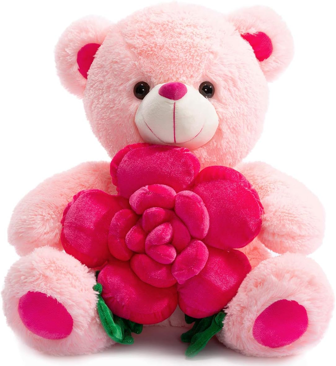 Teddy Bear Stuffed Animals Plush Bear Holding Rose Soft Plush Toy Gifts 16 inches Pink