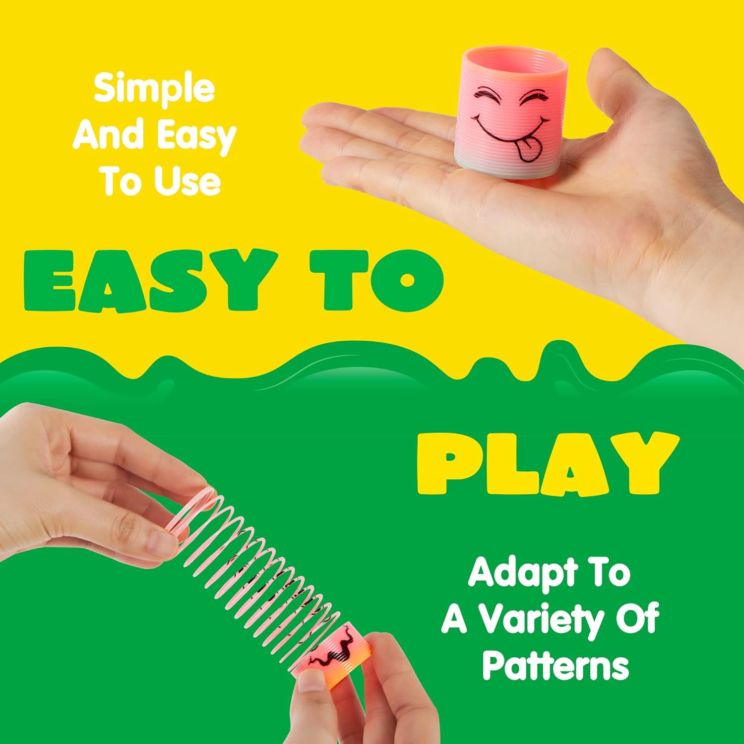 30 Pcs Spring Rainbow Party Favor, Mini Plastic Coil Spring Toy, Fidget Stress Coil Mini Springs Bulk Toys for Carnival Prize Birthday, Goodie Bag Stuffers