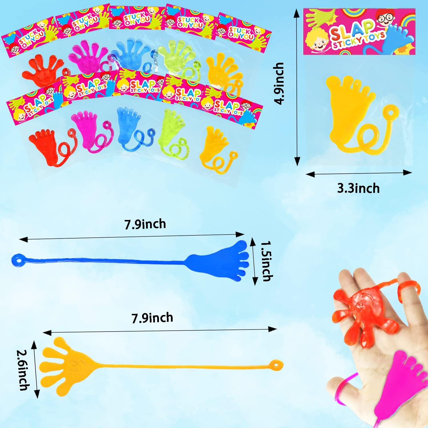 Sticky Hands & Feet Party Favors Supplies for Toddlers (20 PCS), Birthday Pinata Goodie Bags Stuffer Fillers for Kids, School Student Non Candy Treats Treasure Box Prizes Toys Gifts for Boys Girls