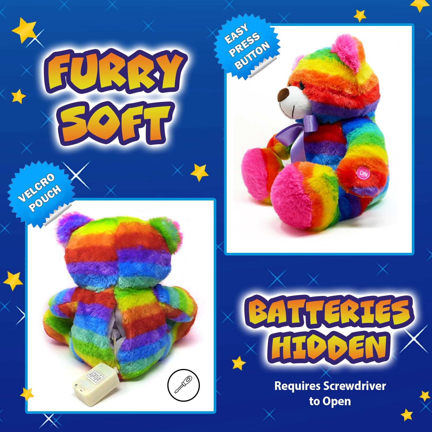 Rainbow Lites Light Up Teddy Bear Stuffed Animal Plush LED Night Light Sleep Toy for Girls (16 inch, Batteries Included)