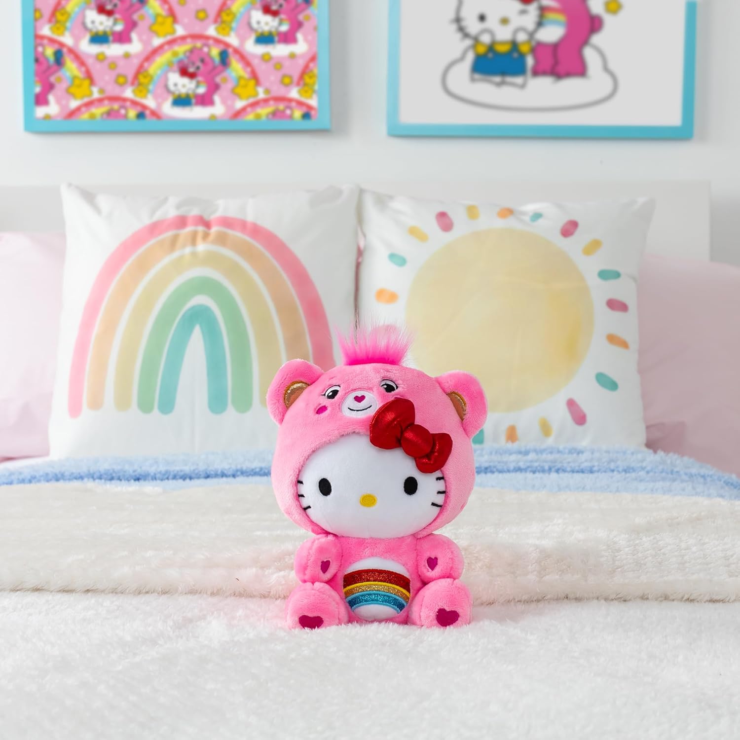 Hello Kitty Dressed As Cheer Bear 8" Fun-Size Plush - Soft, Huggable Bestie! – Good for Girls and Boys, Employees, Collectors, Ages 4+