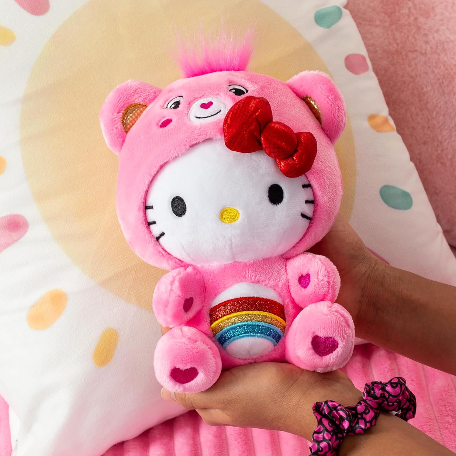 Hello Kitty Dressed As Cheer Bear 8" Fun-Size Plush - Soft, Huggable Bestie! – Good for Girls and Boys, Employees, Collectors, Ages 4+