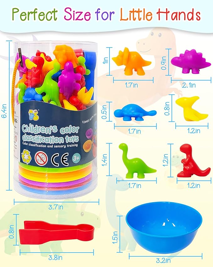 Counting Dinosaurs Montessori Toys for 3 4 5 Years Old Boys Girls, Toddler Preschool Learning Activities Toys for Kids Ages 2-4, 3-5, 4-8, Birthday Gifts Sensory Toys