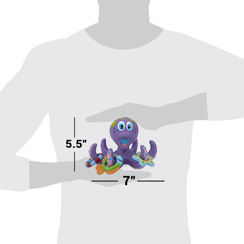 Floating Octopus Bath or Pool Toy with 3 Tossing Rings - Baby and Toddler Bath Toy for Boys and Girls - 18+ Months - Purple (Pack of 1)