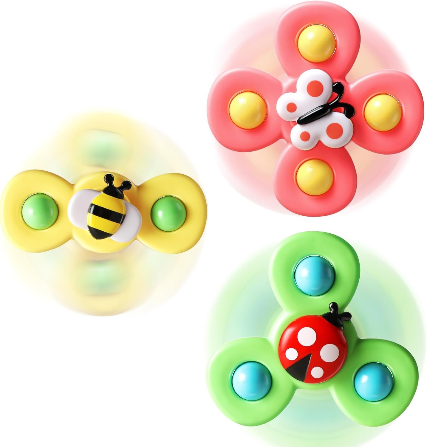 3PCS Suction Cup Rotating Toys for 1 Year Old Boy Girl | Rotating Top Baby Toys 12 18 Months|1 2 Year Old Boy Birthday Gift | Baby Bath Toy for Kids Ages 1-3 | Sensory Toy for Toddlers 1-3