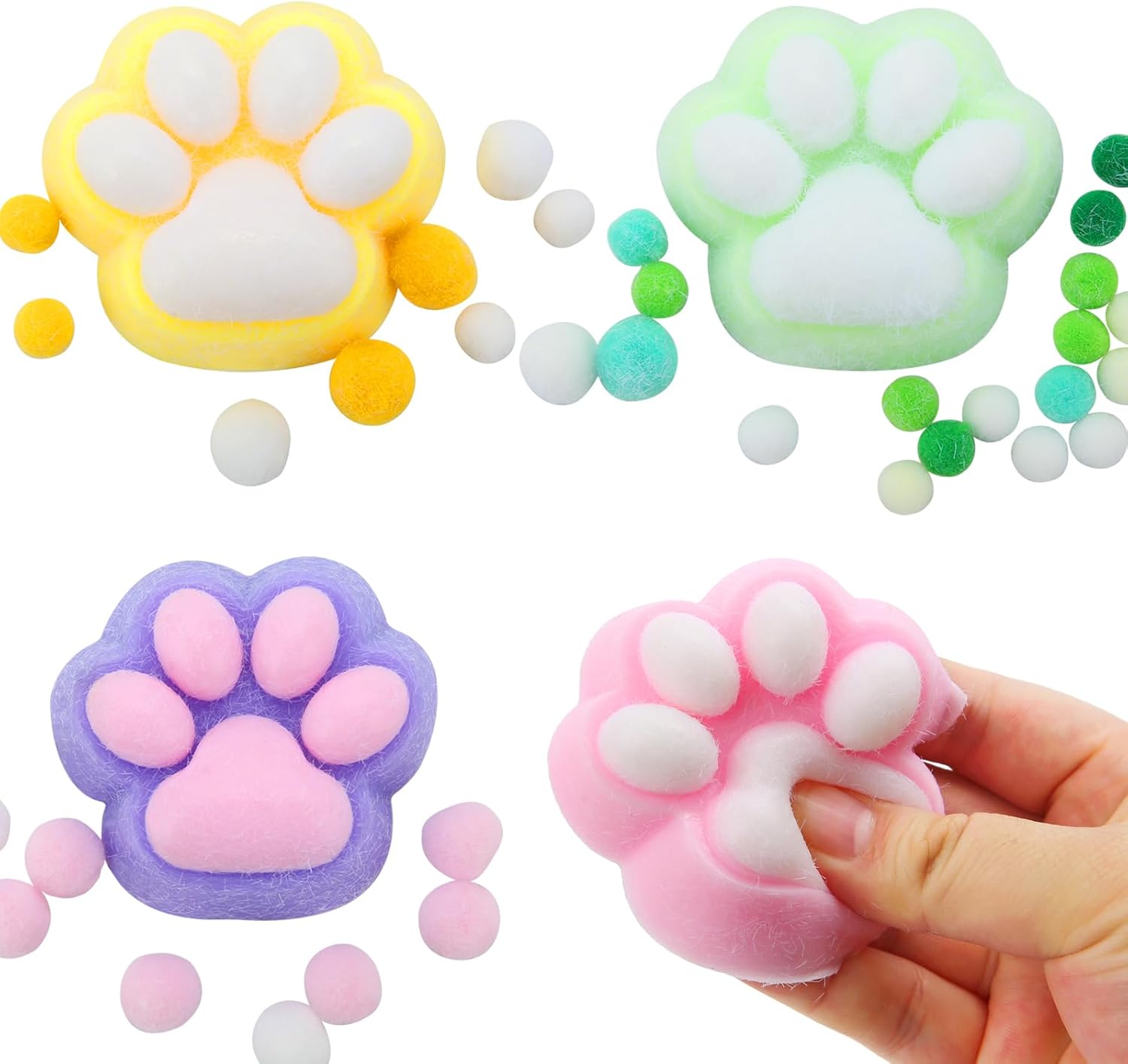 Large Cat Paw Squishy, 4 Pack Kawaii Squeeze Toys for Kids Party Favors Classroom Prize Treasure Box Goodie Bag Easter Basket Fillers Birthday Gifts Boys Girls 4-8 8-12