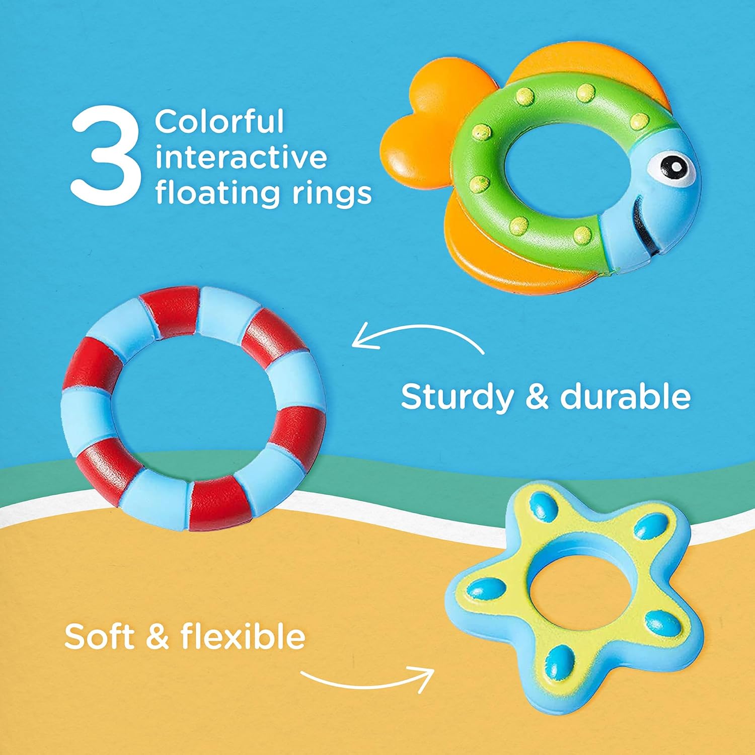 Floating Octopus Bath or Pool Toy with 3 Tossing Rings - Baby and Toddler Bath Toy for Boys and Girls - 18+ Months - Purple (Pack of 1)