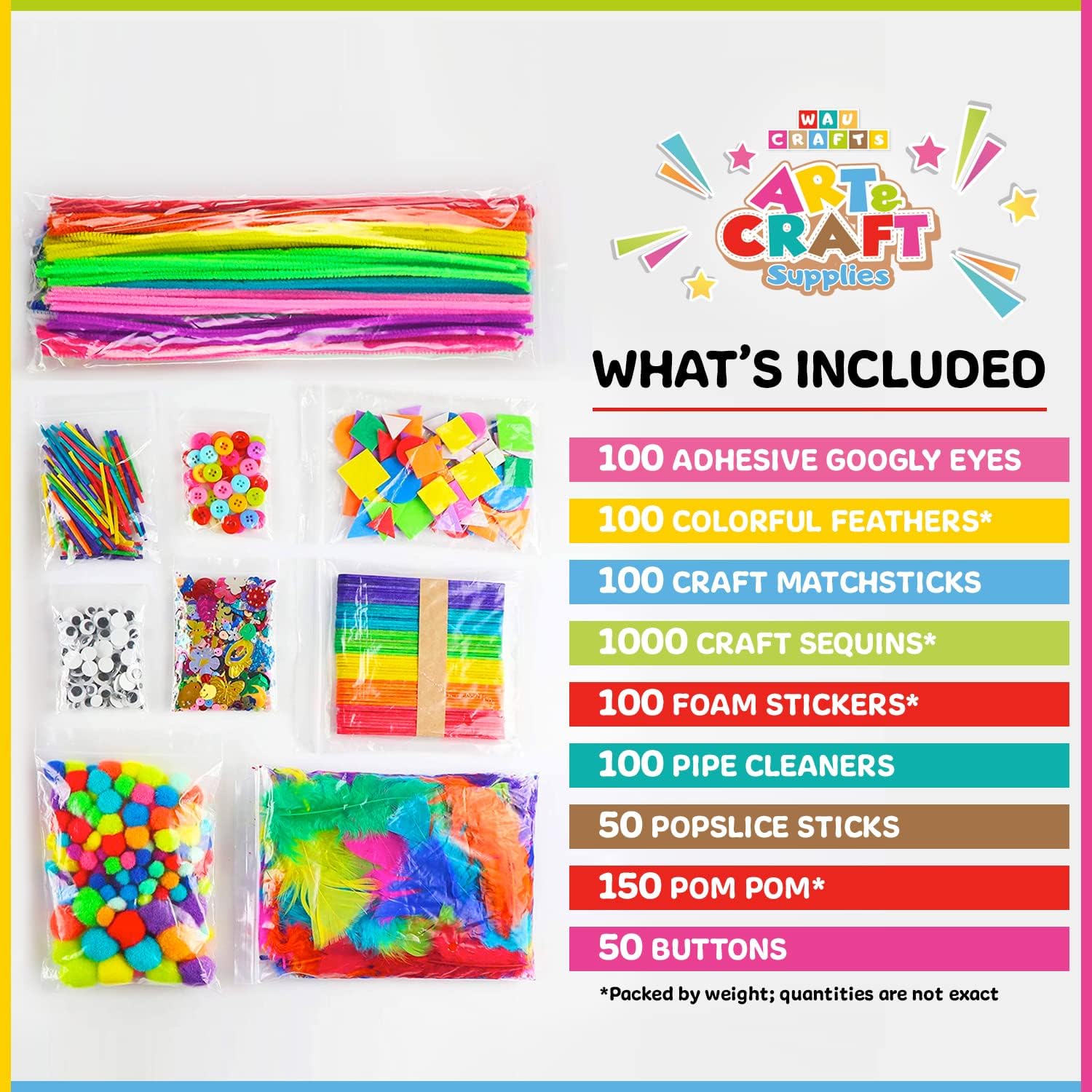 Arts and Crafts Supplies for Kids - 1750 pcs Crafting for School Kindergarten Homeschool - Supplies Set for Craft Art - Supply Kit for Toddlers Age 2 3 4 5 6 7 8 9