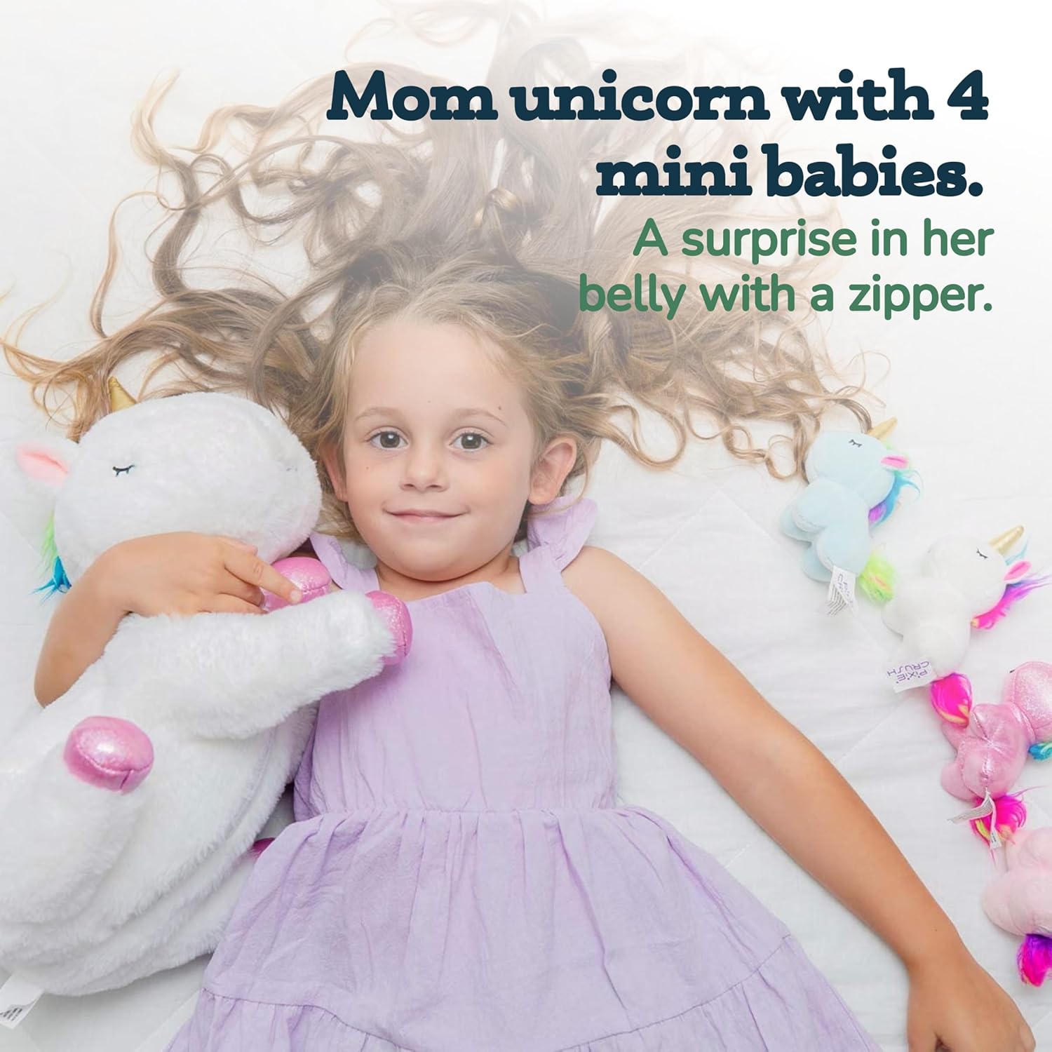 Unicorn Cat Plushie - Mommy Cat Unicorn with 4 Baby Kittens - Magical Pillow Plushies for Girls Ages 3-8 - Big Stuffed Animals - Ideal Gift for Girls 5 x 10 x 8 inches