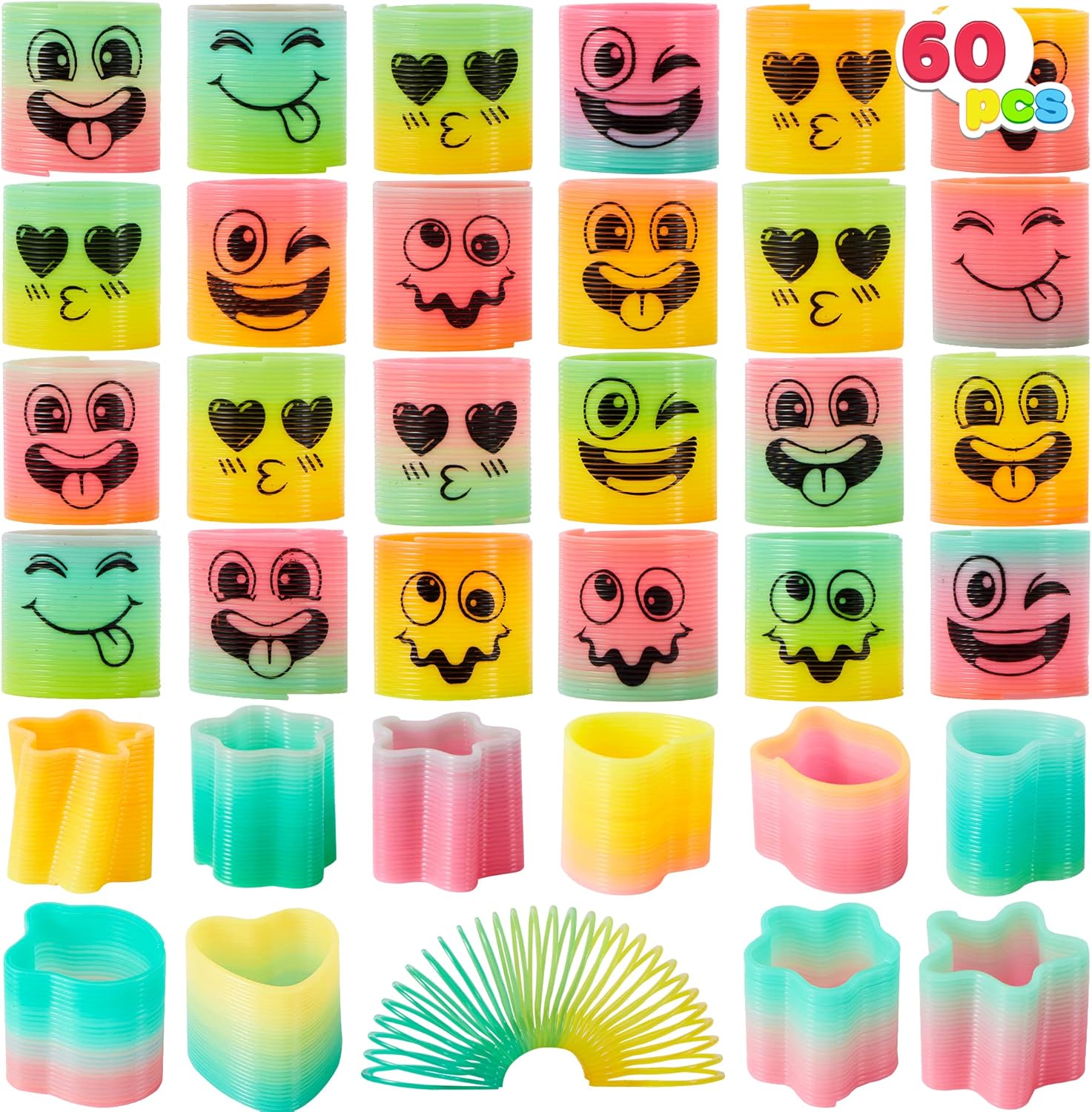30 Pcs Spring Rainbow Party Favor, Mini Plastic Coil Spring Toy, Fidget Stress Coil Mini Springs Bulk Toys for Carnival Prize Birthday, Goodie Bag Stuffers