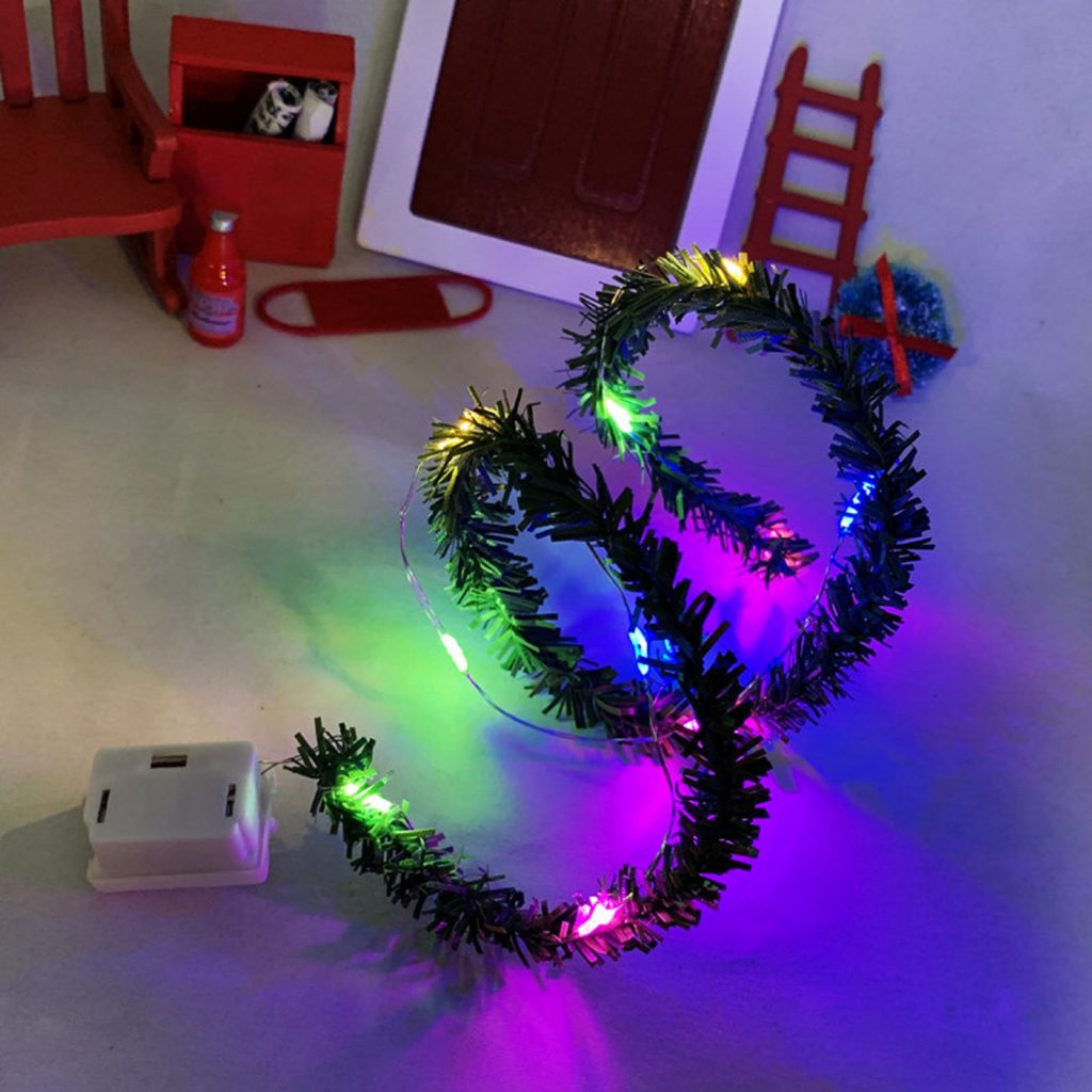 Visland Christmas Leaf Garland with Globe String Lights  Battery Powered Fairy Lights for Indoor &amp Outdoor Christmas Party Wedding, Garden & Home Decoration