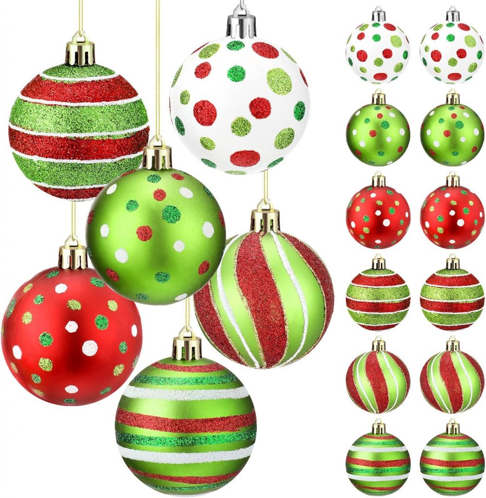 Scidweet 18 Pcs 2.36 Christmas Balls Ornaments  Multicolor Hanging Xmas Tree Decorations for Indoor &amp Outdoor Holiday Home Décor