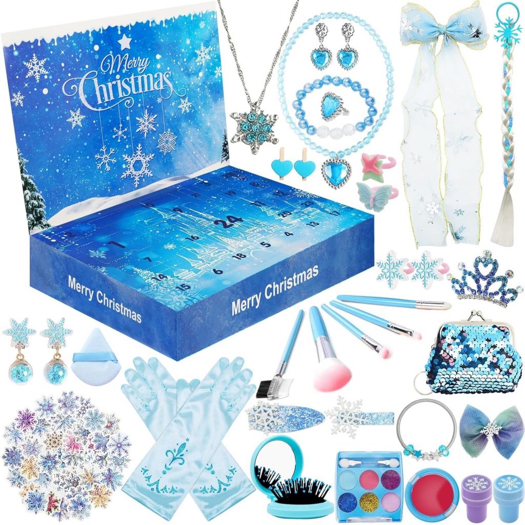 Frozen Princess Christmas Advent Calendar 24 Days Countdown Jewelry Gift Box for Kids Xmas Surprise Blind Box