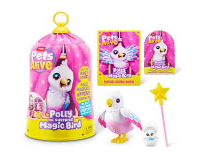 Pets Alive Polly the Magic Bird Electronic Robotic Toy for Girls by ZURU Interactive Talking Parrot with Sounds, Repeats What You Say, Fun Pet Toy Gift