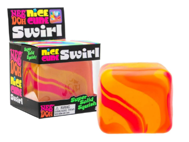 NeeDoh Swirl Nice Cube Sensory Toy  Soft Satisfying Squishy Stress Ball for Kids Color May Vary Ages 3+