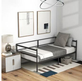 Gymax Twin Metal Daybed Frame  Dual-Use Platform Sofa Bed for Living Room & Bedroom  Space-Saving Modern Furniture