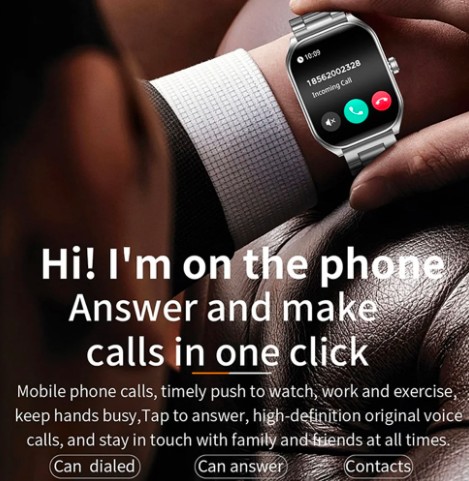 Fruit Intelligence Curved Smart Watch 2.01 Display, Black Silicone Case & Band, Fitness Tracker, Bluetooth Call, Waterproof New 1 Count 1 Pack - Image 4