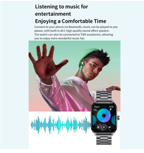 Fruit Intelligence Curved Smart Watch 2.01 Display, Black Silicone Case & Band, Fitness Tracker, Bluetooth Call, Waterproof New 1 Count 1 Pack - Image 5