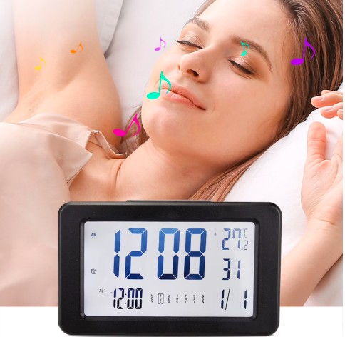 Viflosae Smart Night Digital Alarm Clock with Indoor Temperature Display  Compact LED Desk Clock for Bedroom & Office