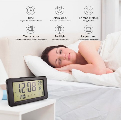 Viflosae Smart Night Digital Alarm Clock with Indoor Temperature Display Compact LED Desk Clock for Bedroom & Office - Image 3
