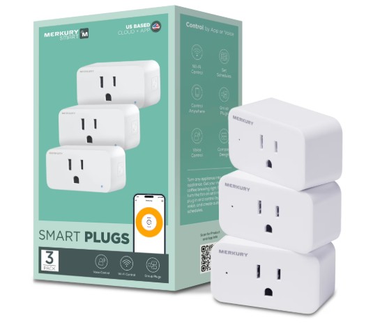 Smart WiFi Plug Smart Outlet Compatible with Alexa & Google Assistant, Voice Control, Energy Monitoring, White 3Pack