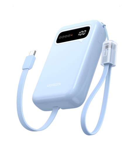 Power Bank 20,000mAh Portable Charger with Dual Built-in Cables  22.5W Fast Charging, Smart Digital Display, External Battery Pack for iPhone, Samsung Galaxy, iPad, and More