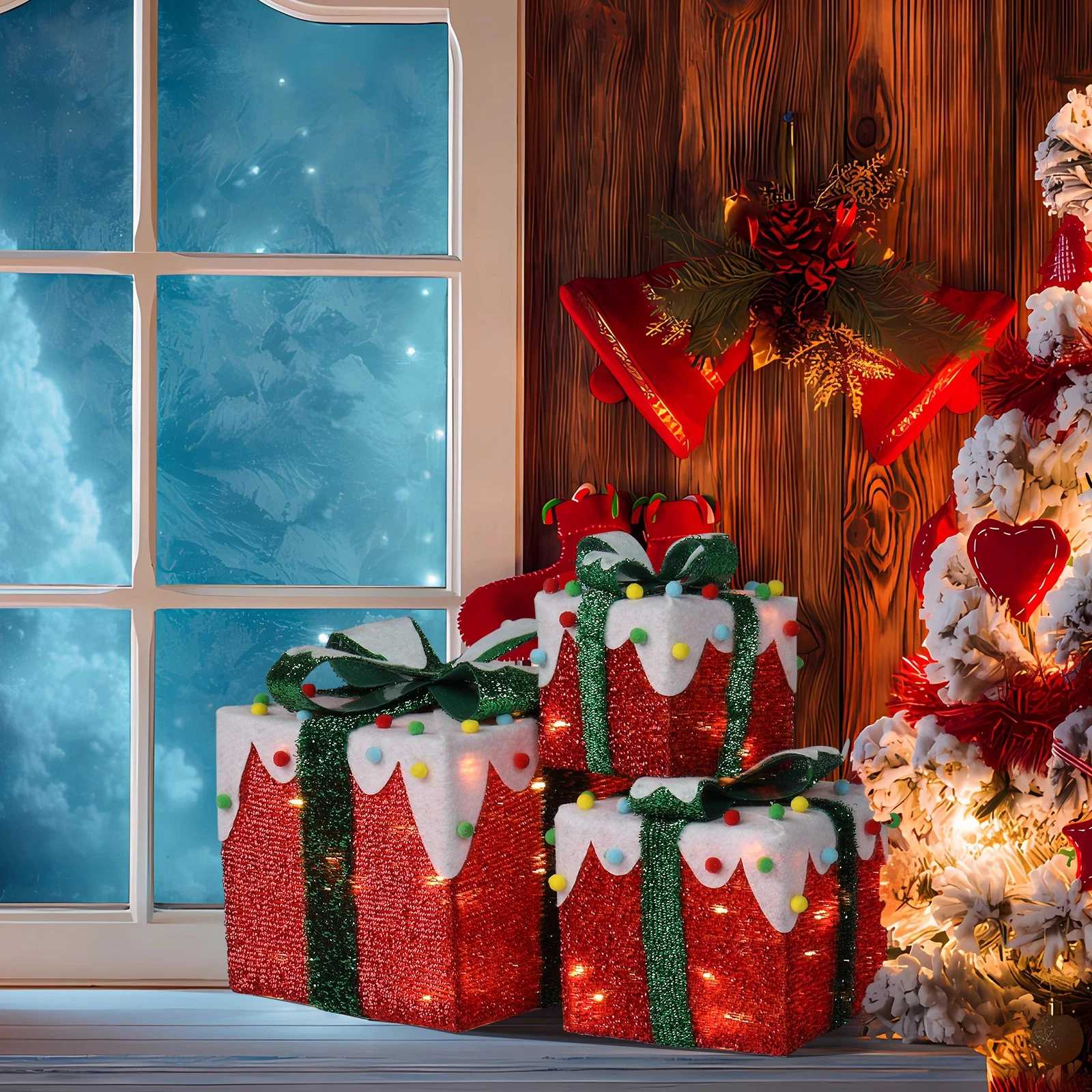 3 Pack Lighted Christmas Gift Boxes  60 LED Xmas Decorations for Festive Displays