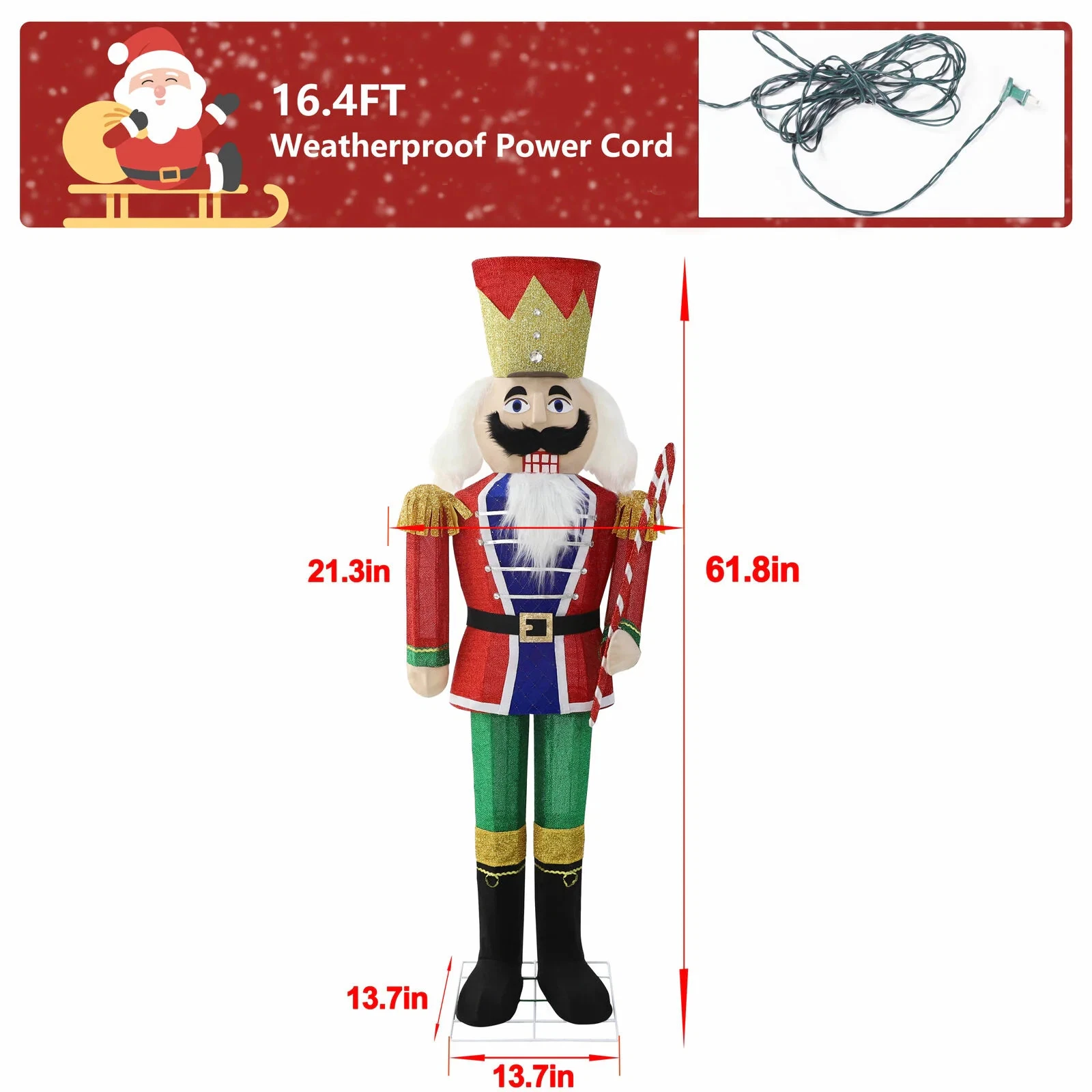 5 ft. 3D Warm White Light Nutcracker LED Christmas Holiday Outdoor Decor - Image 2